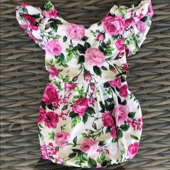Other - Floral Ruffle Sleeve Bubble Romper